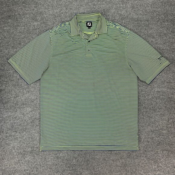 FootJoy Polo Shirt Mens XL Extra Large Kiwi Royal Striped The Den Golf Course AZ - Picture 2 of 12
